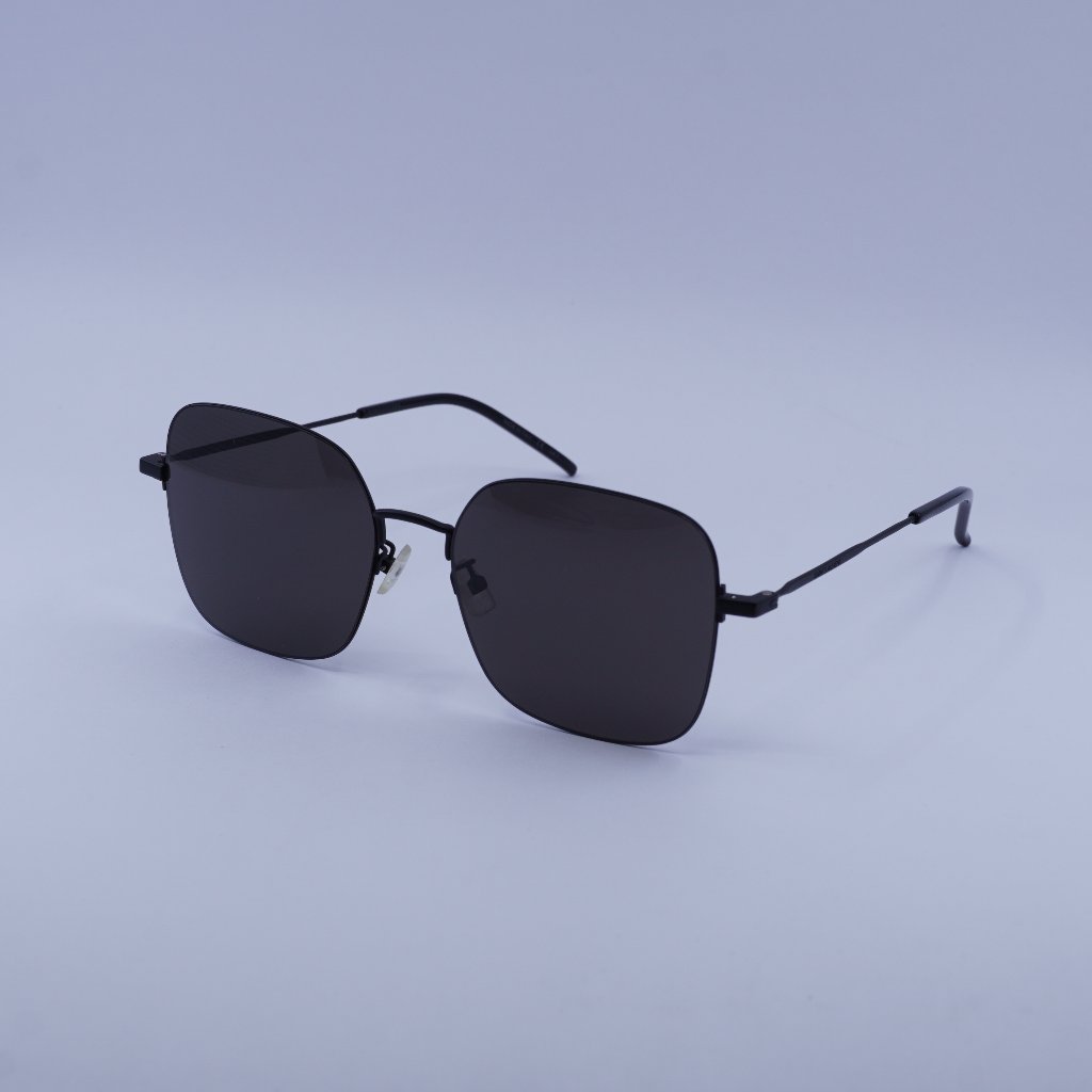 Saint Laurent Sl410 Wire 002 Sunglasses Black Square Frame, Black Lenses